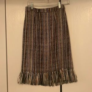 Anthropologie multicolored tweed fringe pencil skirt